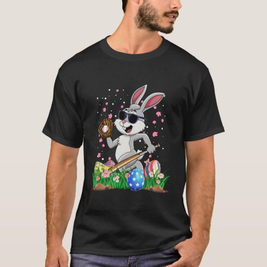 Happy Paaster Day Baseball Bunny Rabbit Pasen T-shirt (Voorkant)