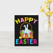 Happy Paaster Day Bunny Hunting Chocolate Eggs Egg Kaart (Gele Bloem)