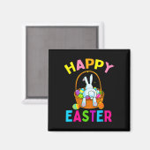 Happy Paaster Day Bunny Hunting Chocolate Eggs Egg Magneet (Voorkant / Achterkant)