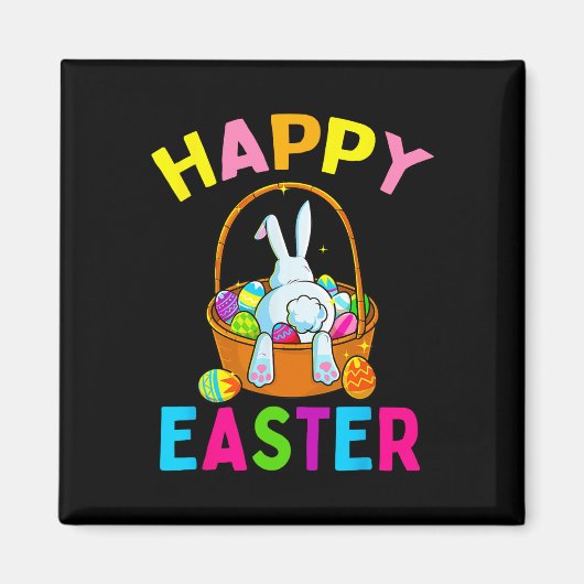 Happy Paaster Day Bunny Hunting Chocolate Eggs Egg Magneet (Voorkant)