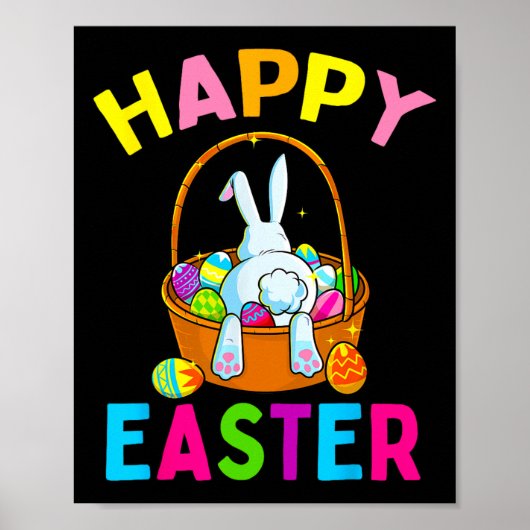 Happy Paaster Day Bunny Hunting Chocolate Eggs Egg Poster (Voorkant)