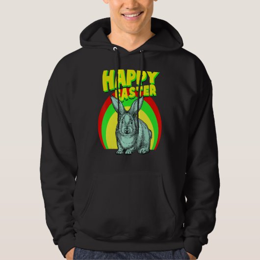 Happy Paaster Day Cute Bunny Easter Grafisch Hoodie (Voorkant)