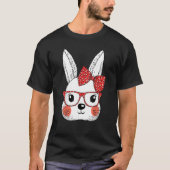 Happy Paaster Day Cute Bunny Face Leopard Glasses  T-shirt (Voorkant)