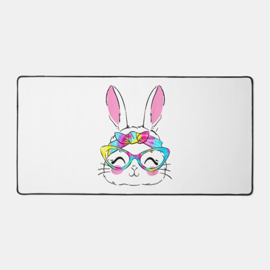 Happy Paaster Day Cute Bunny Rabbit Face Tie Dye Bureaumat (Voorkant)