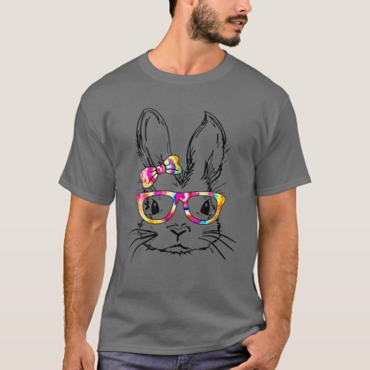 Happy Paaster Day Cute Bunny Rabbit Face Tie Dye G T-shirt (Voorkant)