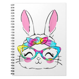Happy Paaster Day Cute Bunny Rabbit Face Tie Dye Notitieboek