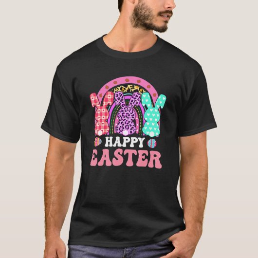 Happy Paaster Day Leopard Bunny Rabbit Palm Sunday T-shirt (Voorkant)