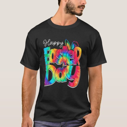 Happy Paaster Day Tie Dye Bunny Rabbit Face Funny T-shirt (Voorkant)