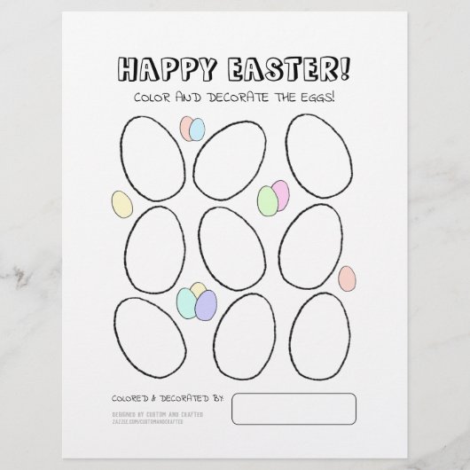 Happy paaster Egg Coloring Page w/Cute Egg Pattern (Voorkant)