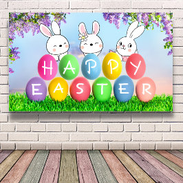 Happy Paaster Egg Hunt paashpartij Spandoek