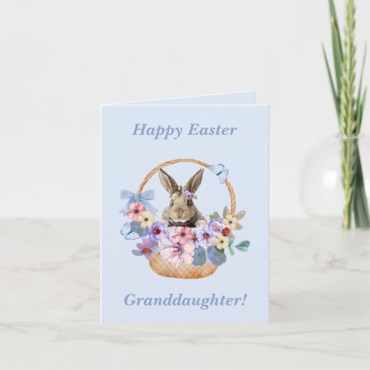 Happy Paaster Granddochter Bunny in Flower Basket Kaart (Voorkant)