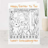 Happy Paaster Granddochter Colour Page Rabbits Kaart (Voorkant)