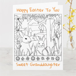 Happy Paaster Granddochter Colour Page Rabbits Kaart