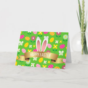 Happy Paaster Holiday Bunny Floral Holiday-kaarten Feestdagen Kaart