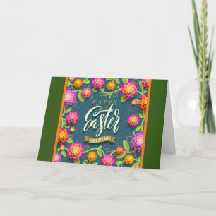 Happy Paaster Holiday Bunny Floral Holiday-kaarten Feestdagen Kaart