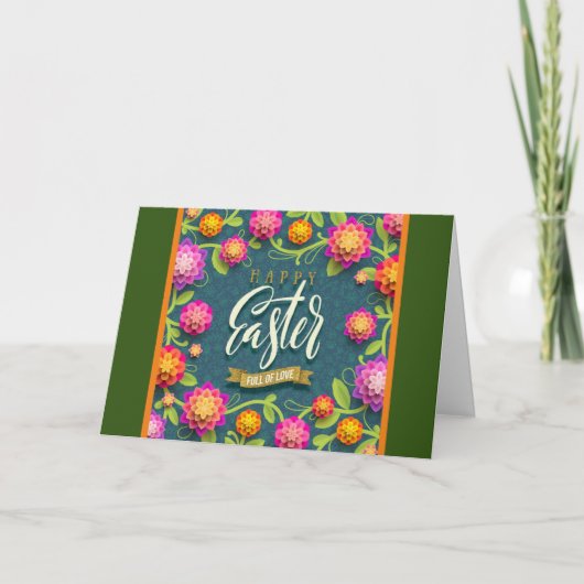 Happy Paaster Holiday Bunny Floral Holiday-kaarten Feestdagen Kaart (Voorkant)