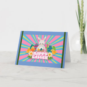 Happy Paaster Holiday Bunny Floral Holiday-kaarten Feestdagen Kaart