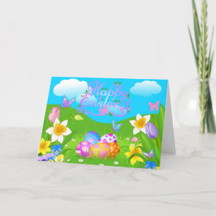 Happy Paaster Holiday Bunny Floral Holiday-kaarten Feestdagen Kaart