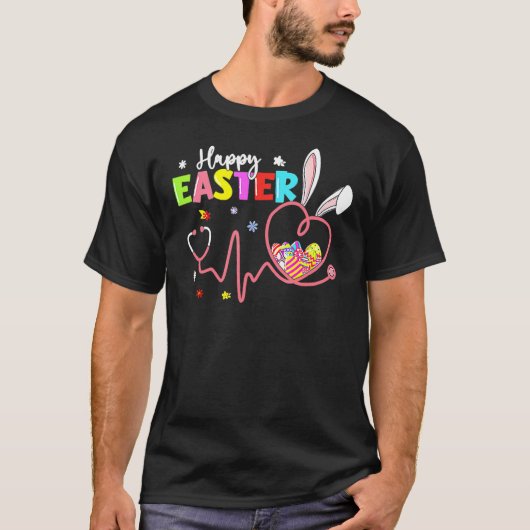 Happy Paaster Nurse Bunny Rabbit Eggs Stethoscoop  T-shirt (Voorkant)