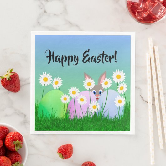 Happy Paaster Paper Napkin Bunny Eggs Cute Colorfu Servet (Insitu)