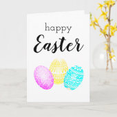 Happy Paaster Pastel Egg Wenskaart Kaart (Gele Bloem)