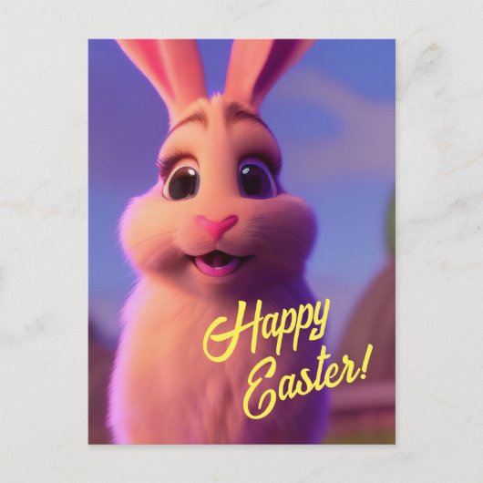 Happy Paaster Pink Bunny Briefkaart (Voorkant)
