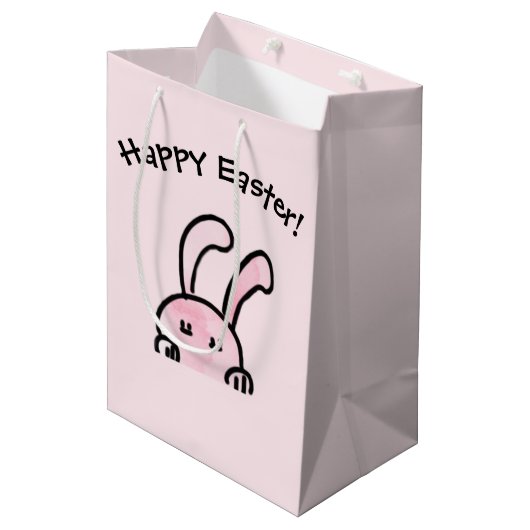 Happy Paaster Pink Gift Bag Medium Cadeauzakje (Voorkant Gekanteld)