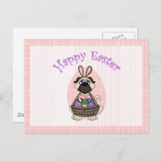 Happy Paaster Pug-T - shirts en cadeaus voor kinde Feestdagenkaart (Voorkant / Achterkant)