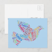 Happy Paaster Typography Dove Spring Blue Feestdagenkaart (Voorkant / Achterkant)