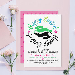 Happy pach Brunch Egg Hunt Bunny Colorful Party Kaart
