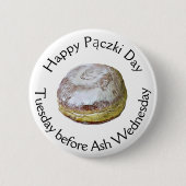 Happy Pączki Day Food Holiday Ronde Button 5,7 Cm (Voorkant)