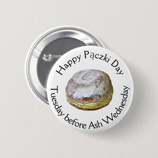 Happy Pączki Day Food Holiday Ronde Button 5,7 Cm (Voorkant /achterkant)