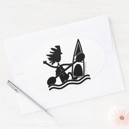 Happy Paddle Kayak Oval Sticker (Envelop)