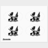 Happy Paddle Kayak Oval Sticker (Vel)