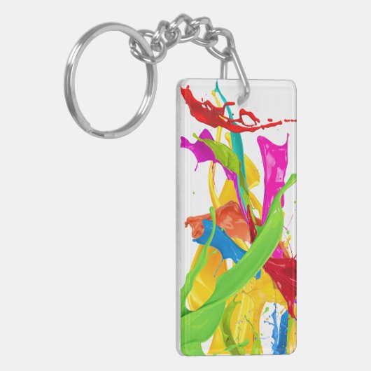 Happy Paint Splatter Sleutelhanger (Voorkant Links)