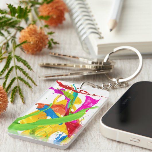 Happy Paint Splatter Sleutelhanger (Voorkant Rechts)