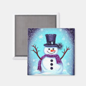 Happy Painted Snowman Magneet (Voorkant / Achterkant)