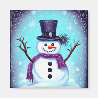Happy Painted Snowman Magneet