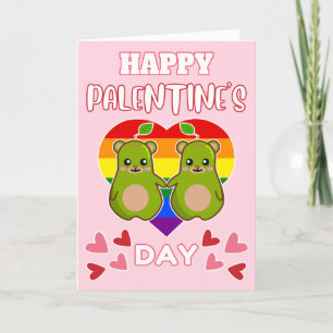 HAPPY PALENTINE'S DAY Cute Pear Beer Paar LGBT Feestdagen Kaart