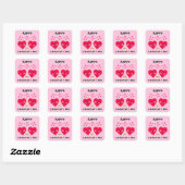 HAPPY PALENTINE'S DAY SCHATTIGE LIEFDESHART VIERKANTE STICKER (Vel)