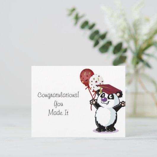 Happy Panda Beer Afstuderen Briefkaart (Staand voorkant)