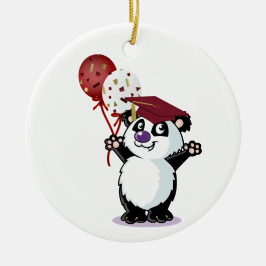 Happy Panda Beer Afstuderen Keramisch Ornament (Voorkant)