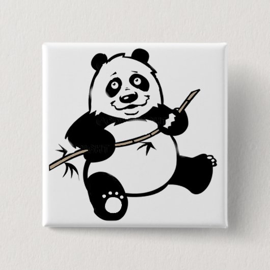 Happy Panda Beer Vierkante Button 5,1 Cm (Voorkant)