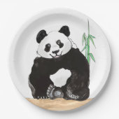 Happy Panda-Borden, 9-inch Bord rond papier (Voorkant)