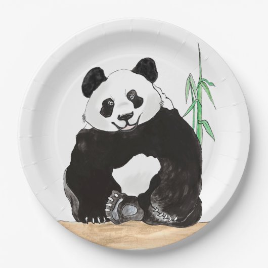 Happy Panda-Borden, 9-inch Bord rond papier (Voorkant)