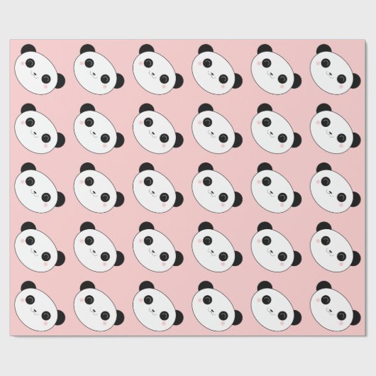 Happy Panda Face Pattern Cadeaupapier (Vlak)
