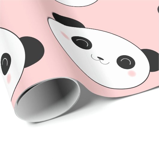 Happy Panda Face Pattern Cadeaupapier (Rol Hoek)