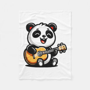 Happy Panda gitarist - Schattige akoestisch muziek Fleece Deken