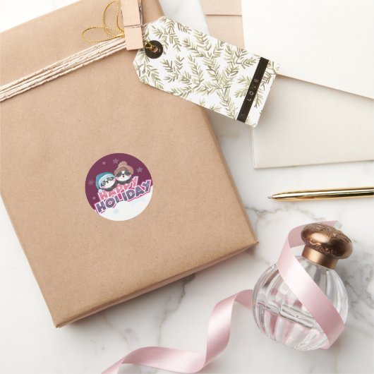 Happy Panda Holiday Ronde Sticker (Geschenken)