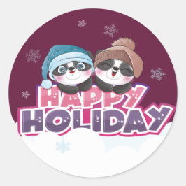 Happy Panda Holiday Ronde Sticker